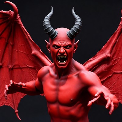 Roaring Red Demon with Wings