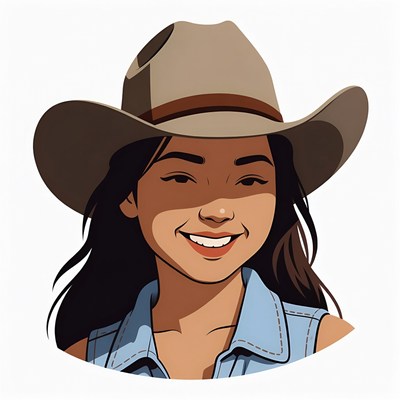 Asian woman wearing cowboy hat