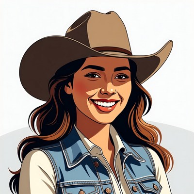 Smiling Latina woman in cowboy hat