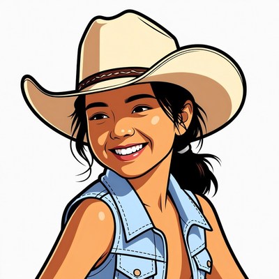 Asian girl in cowboy hat