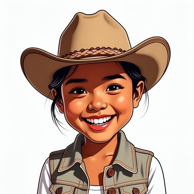 Asian girl wearing cowboy hat