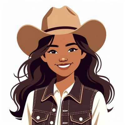 Asian woman in cowboy hat