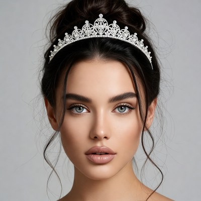 Woman with tiara in updo hairstyle