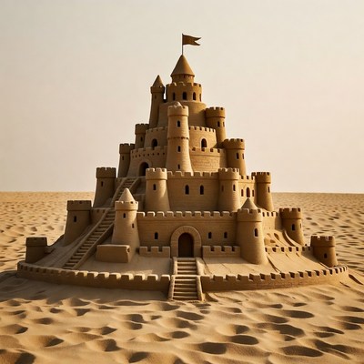 Detailed Sandcastle on Beach