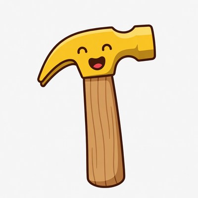 Cute Smiling Cartoon Hammer