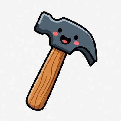 Cute Cartoon Hammer Smiling
