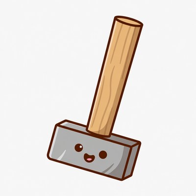 Cute Cartoon Hammer with Smiling Face