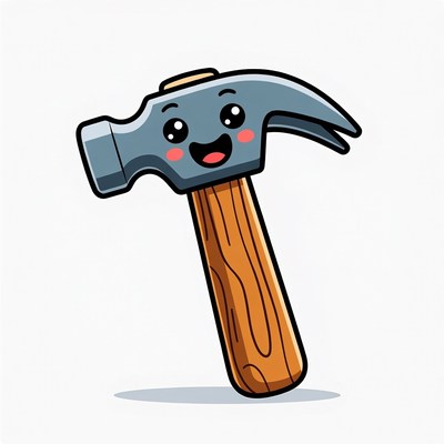 Cute Kawaii Hammer Illustration