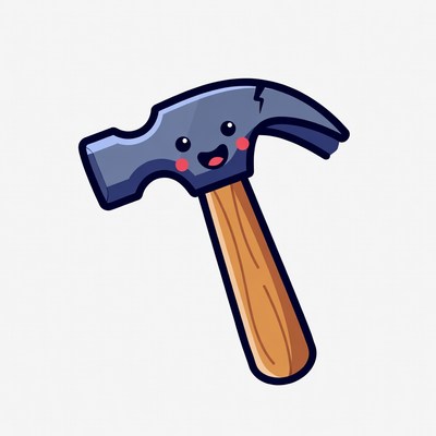 Cute Kawaii Hammer Illustration