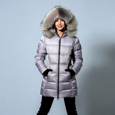 Asian girl in fur hood puffer jacket