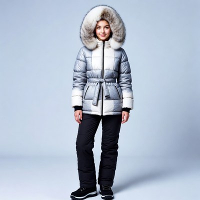 Woman in fur hood winter jacket