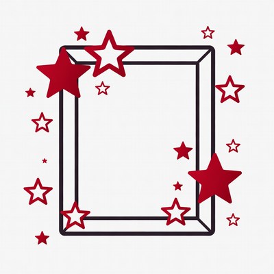 Red Stars Around Blank Frame