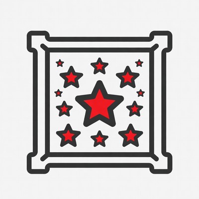 Red Stars in Black Frame