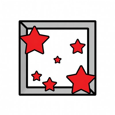 Red Stars in Gray Frame