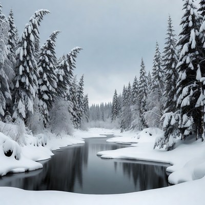 Snowy River in Pine Forest