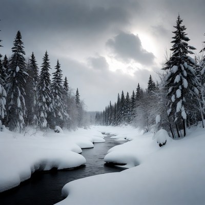 Snowy River in Pine Forest