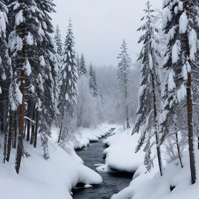Snowy River in Pine Forest