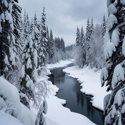 Snowy River in Pine Forest
