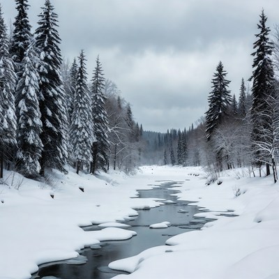 Snowy River in Pine Forest