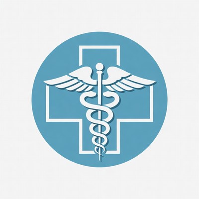 Blue Caduceus Medical Symbol Icon