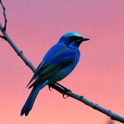 Blue bird perched on branch