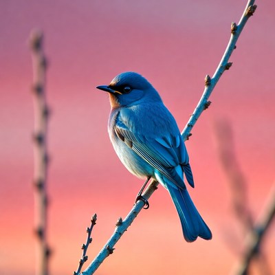 Blue bird perched on branch