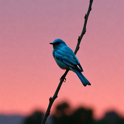 Blue bird perched on branch