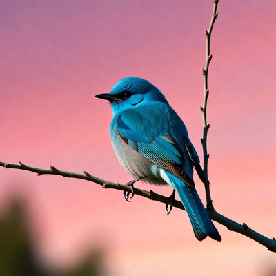 Blue bird perched on branch