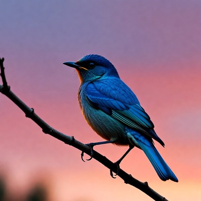 Blue bird perched on branch