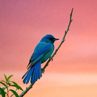 Blue bird perched on branch