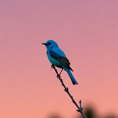Blue bird perched on branch