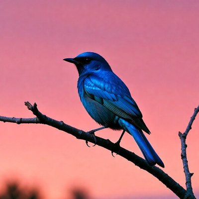 Blue bird perched on branch