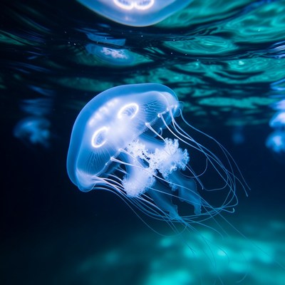 Glowing Jellyfish Underwater