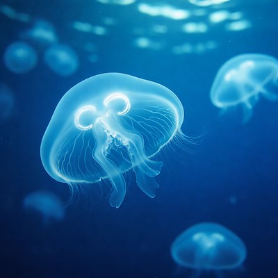 Translucent Jellyfish Swimming Underwater