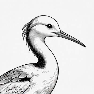 Black and White Egret Illustration