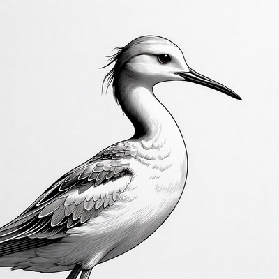 Black and white sandpiper illustration
