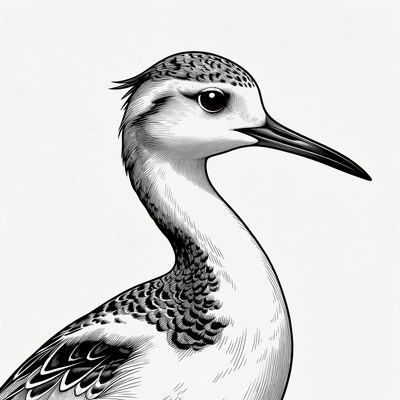 Black-necked Stilt Bird Illustration