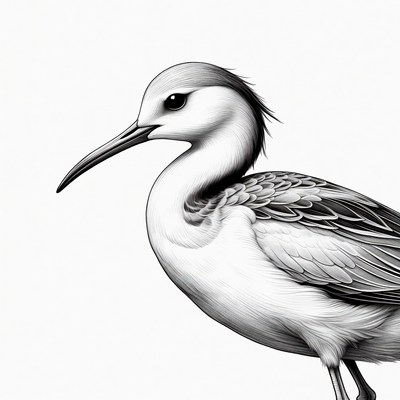 Black and white phalarope bird illustration