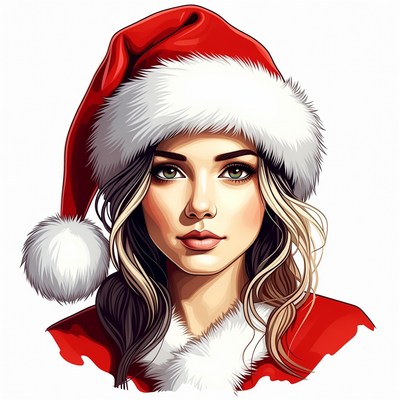 Beautiful woman in Santa hat