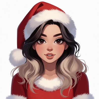 Anime girl in Santa hat