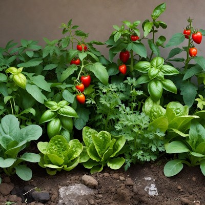 Fresh Herb Garden with Cherry Tomatoes