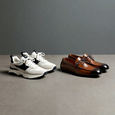 White Sneakers and Brown Loafers