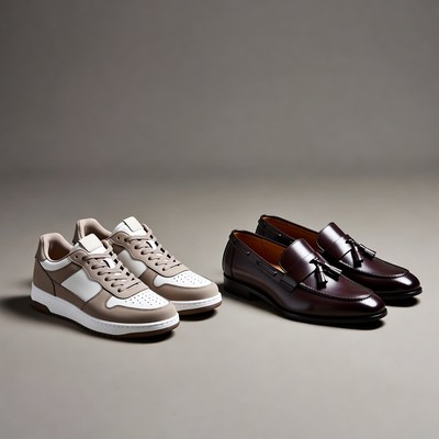 White Sneakers and Brown Loafers