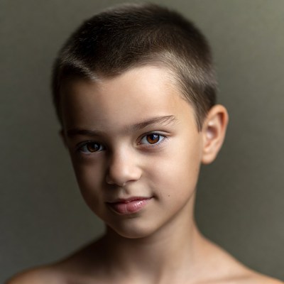 Young boy with buzz cut