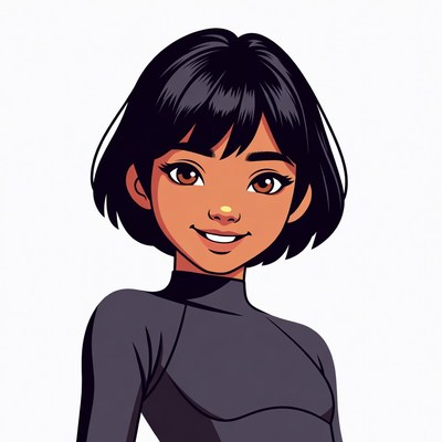 Smiling Asian girl illustration