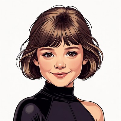 Smiling girl with bob haircut