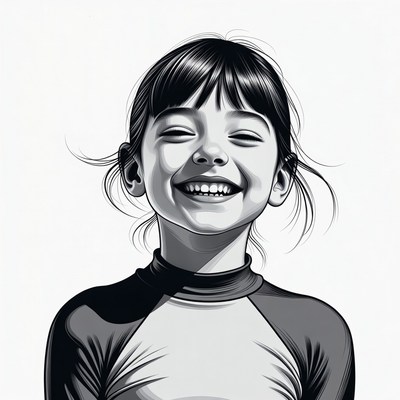 Asian girl smiling happily