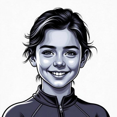 Smiling girl in zipped jacket