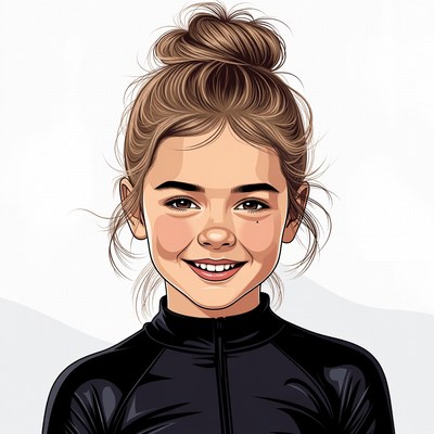 Smiling girl with messy bun hairstyle