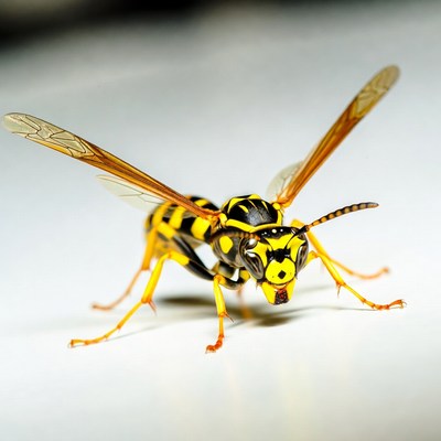 Yellow Jacket Wasp with Spread Wings